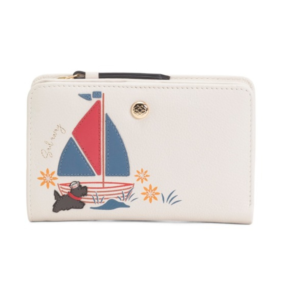 Radley London Leather Medium Bifold Wallet Chalk Sail Away 5.5" x 4" Purse